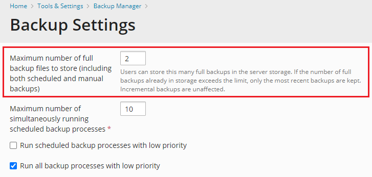 image  maximum number full backups