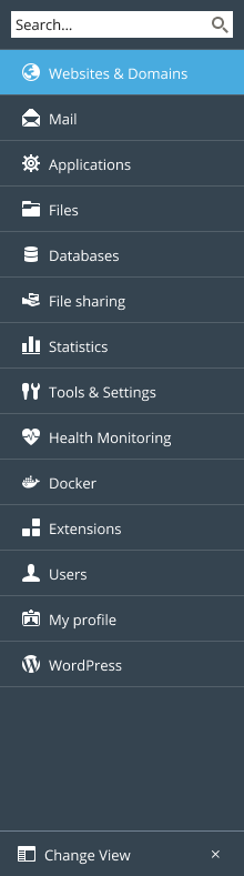 Navigation | Plesk Onyx documentation