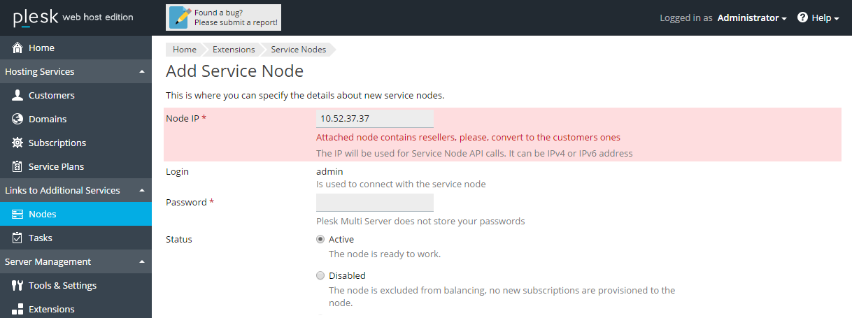 Attaching a Plesk Server to Multi Server as a Service Node | Plesk Onyx ...