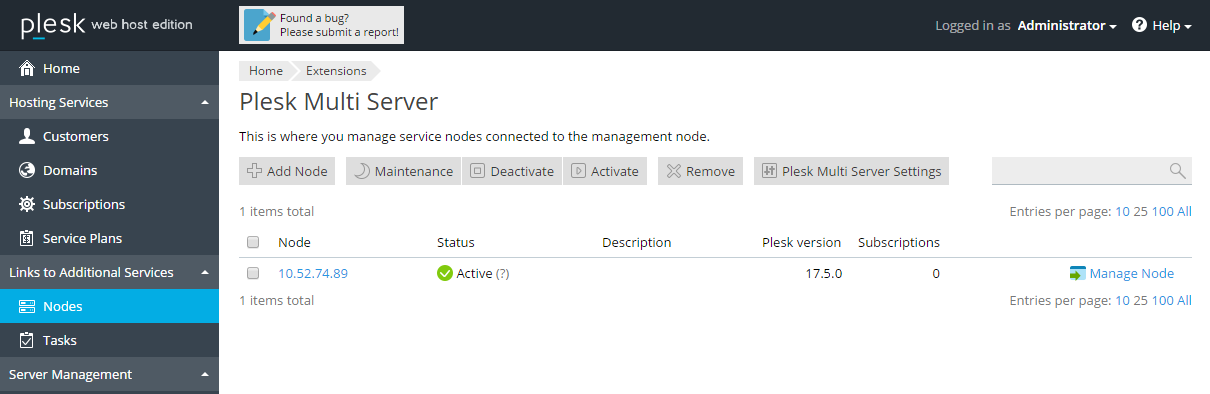 Attaching a Plesk Server to Multi Server as a Service Node | Plesk Onyx ...