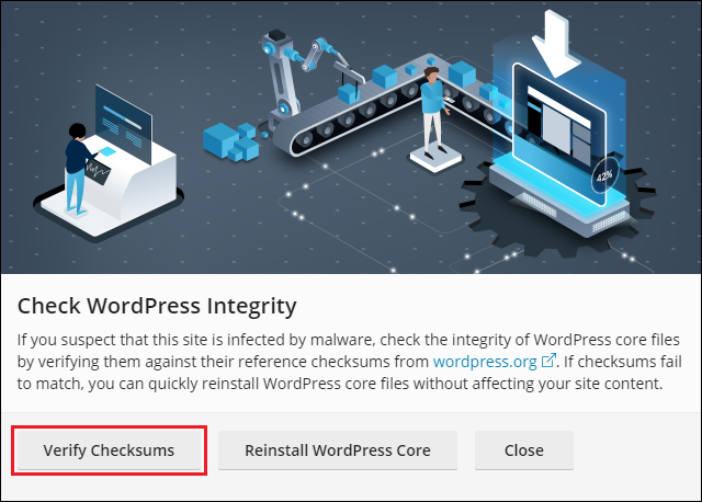 image WPT Verify Checksum Button
