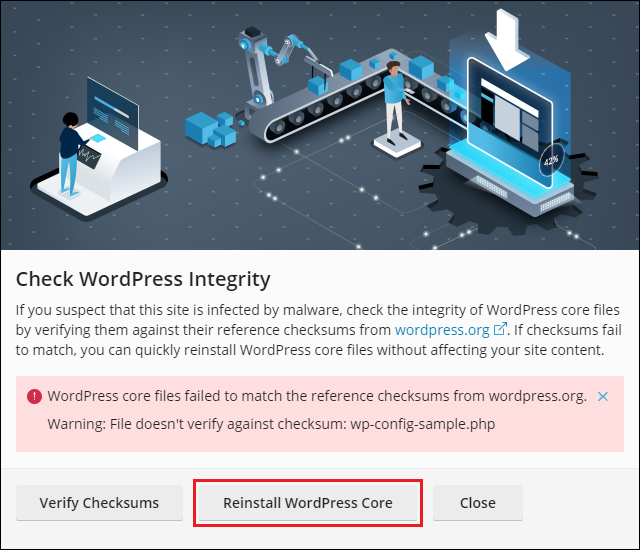 image WPT Verify Checksum Failed