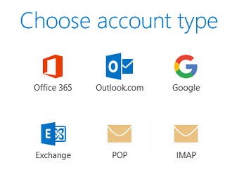 Click the icon corresponding to your account type: POP or IMAP.